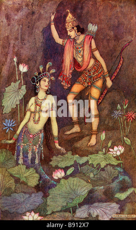 Arjuna und der Fluss-Nymphe Stockfoto