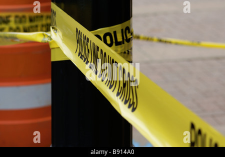 Polizeiabsperrung oder Tatort Stockfoto