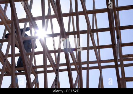 Truss Sparren gesetzt auf Neubau Nordamerika Stockfoto