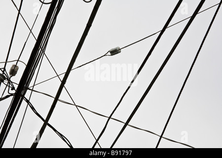 Telefonleitungen und Stromleitungen Los Angeles California Vereinigte Staaten von Amerika Stockfoto