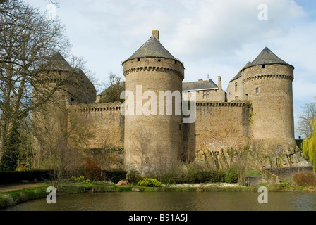 Burg in Lassay-Les-Châteaux, Mayenne, Frankreich Stockfoto