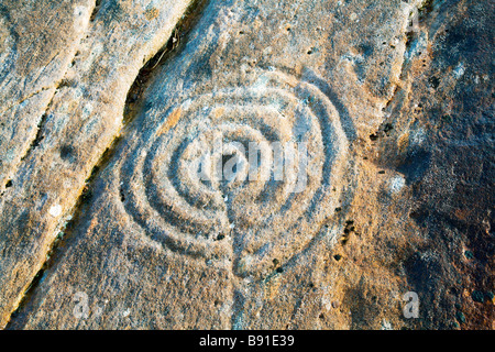 Achnabreck Tasse und Ring Mark Cairnbaan in der Nähe von Lochgilphead Stockfoto