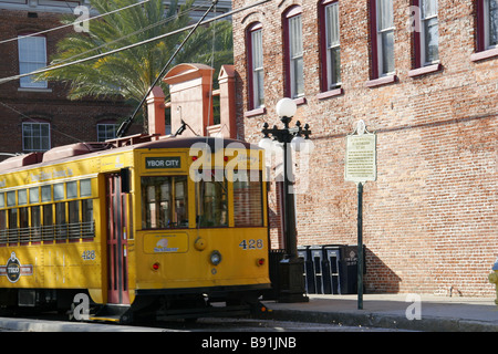 Historischen Straßenbahn in Ybor City Tampa Florida USA Stockfoto