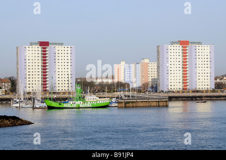 Haslar Marina an der Uferpromenade in Gosport Hampshire Südengland Stockfoto