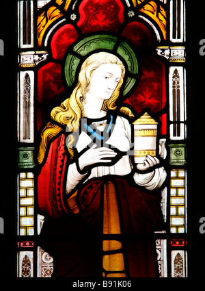 Glasfenster St. Maria Magdalena, Kirche Tyneham, Dorset, England Stockfoto