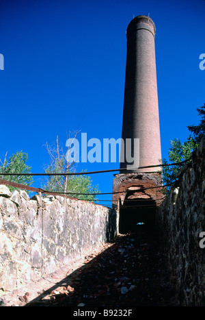 Historischen Kupfer Elektrolyse Smoke Stack (erbaut 1901) in Greenwood in den Kootenay Grenze Region von British Columbia Kanada Stockfoto