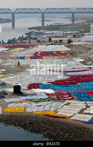 Dhobi Kleidung Unterlegscheiben im Fluss Yamuna in Agra Indien Stockfoto