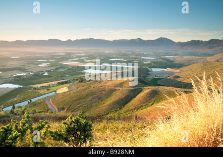 Ansicht des Ceres-Tals im Morgengrauen Ceres Western Cape Provinz Südafrika Stockfoto