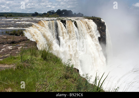 Main-Fälle von Katarakt Insel Viktoriafälle Matabeleland Nord Simbabwe Stockfoto