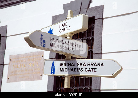 Straßenschild in Bratislava Slowakei Stockfoto