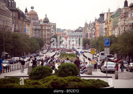 Vaclavske Namesti Wenzelsplatz in Prag Tschechische Republik Stockfoto