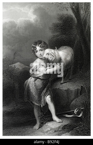 Der Säugling Saint John mit Lamm Christi Shepherd Bartolomé Esteban Murillo Stockfoto