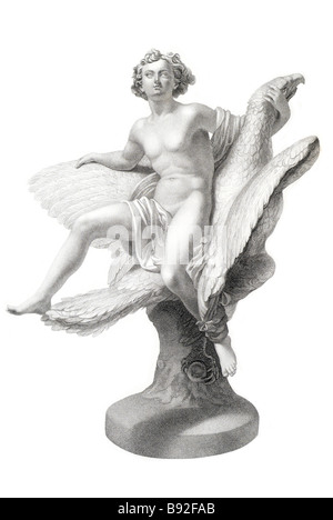 Ganymed Marmor Statue Phrygien Hebe junge Federn Glied Vogel göttlicher Held Troas Trojaner In der griechischen Mythologie, Ganymed oder Ganymedes ich Stockfoto