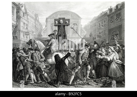 De Gegner im Pranger Qual Mob Haft Daniel Temple Bar Old Bailey Raketen bewarfen Daniel Defoe (1659/1661 [?] — 24 Ap Stockfoto