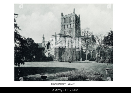 Tewkesbury Abbey der Abtei der Heiligen Jungfrau Maria bei Tewkesbury in der englischen Grafschaft Gloucestershire ist die zweite große Stockfoto