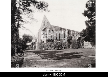 Battle Abbey ist ein teilweise zerstörten Klosteranlage in der kleinen Stadt Schlacht in East Sussex, England. Die Abtei wurde auf die Stockfoto