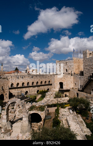 Innenhof der befestigten Turm Davids, auch bekannt als die Jerusalem-Zitadelle auf der alten Stadt von Ost-Jerusalem Israel Stockfoto