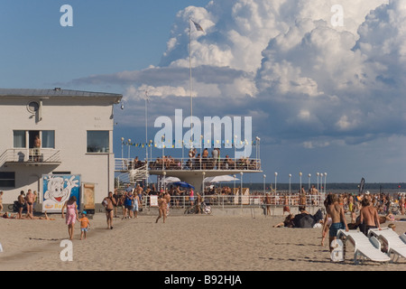 Pilz Balkon, Strand von Pärnu, Estland, Europa Stockfoto