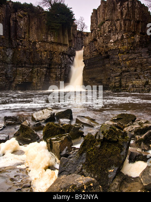 Hohe Kraft-Wasserfall in der Nähe von Middleton in Teesdale, County Durham, Großbritannien - The River Tees sinkt hier spektakulär 20m (70ft). Stockfoto