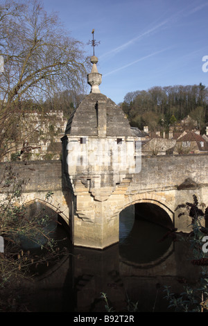 Bradford on Avon Road Bridge Old Stone Lock up, Wiltshire, England, Großbritannien Stockfoto