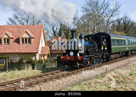 Beattie Tank gut Lok Nr. 30585 anläßlich seines Besuches in der Mid-Hants Eisenbahn für den Frühling Gala 2009, in der Nähe von Alresford angesehen Stockfoto