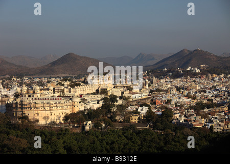 Indien Rajasthan Udaipur allgemeine Luftbild Stadtschloss Stockfoto