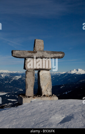 Inukshuk am Whistler Mountain, Symbol für die Olympischen Winterspiele 2010 Stockfoto