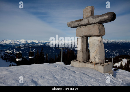 Inukshuk am Whistler Mountain, Symbol für die Olympischen Winterspiele 2010 Stockfoto