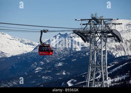 Peak 2 Peak Gondola Verknüpfung von Whistler und Blackcomb Berge, für die Saison 2008/2009 eröffnet. Stockfoto