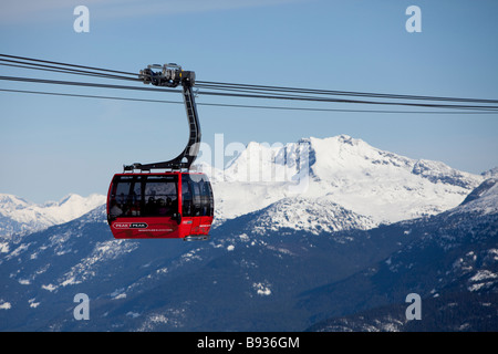 Peak 2 Peak Gondola Verknüpfung von Whistler und Blackcomb Berge, für die Saison 2008/2009 eröffnet. Stockfoto