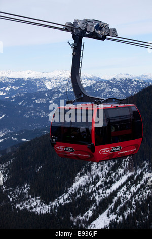 Peak 2 Peak Gondola Verknüpfung von Whistler und Blackcomb Berge, für die Saison 2008/2009 eröffnet. Stockfoto