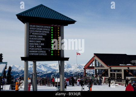 Heben Sie Status Zeichen am Blackcomb Mountain in Whistler, Gastgeber für das Jahr 2010 Winterspiele Stockfoto