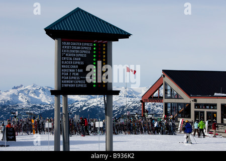 Heben Sie Status Zeichen am Blackcomb Mountain in Whistler, Gastgeber für das Jahr 2010 Winterspiele Stockfoto