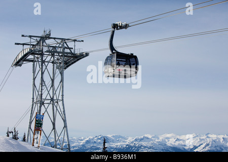 Peak 2 Peak Gondola Verknüpfung von Whistler und Blackcomb Berge, für die Saison 2008/2009 eröffnet. Stockfoto