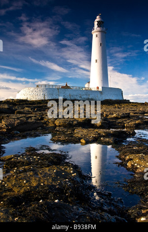 Str. Marys Leuchtturm, erbaut 1898 Whitley Bay Tyne & Verschleiß UK Stockfoto