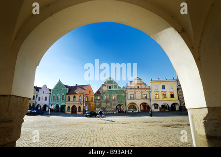 Stadtplatz in Telc-Tschechien Stockfoto