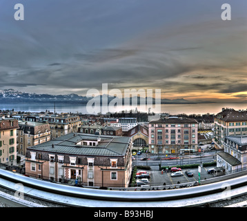 Lausanne Stadt in HDR Stockfoto