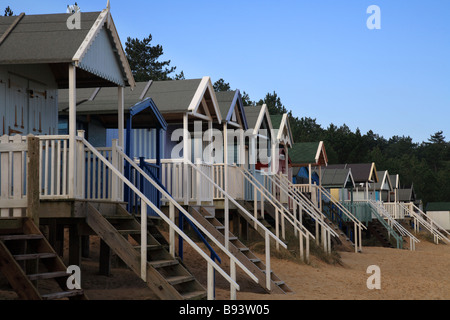 "Strand Hütten" 'Holkham Bay' North Norfolk. East Anglia. Stockfoto