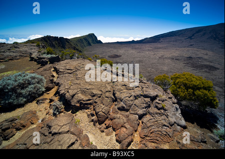 Caldera und Formica Leo, aktiven Vulkan Piton De La Fournaise, La Réunion, Frankreich | Caldera Formica Leo, Piton De La Fournaise Stockfoto