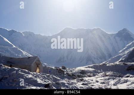 Basislager für den Aufstieg Khan Tengri im kirgisischen Tien Shan-Gebirge Stockfoto