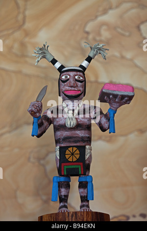 Hopi Kachina - Clown Puppe - Hopi Land - Nordarizona - geschnitzt von Cottonwood Wurzel Stockfoto
