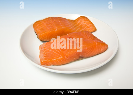 Geräucherter Lachs Stücke Stockfoto