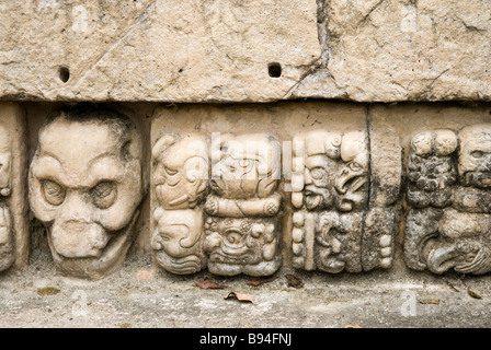 Copán, Honduras. Hieroglyphen an Tempel 22. East Court Stockfoto