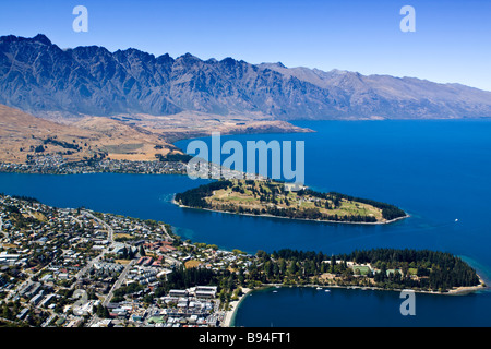 Blick vom Skyline Gondola Lake Wakatipu Queenstown Neuseeland Stockfoto
