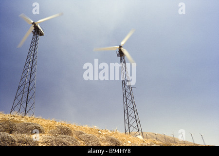 Energie-Prodution, Windkraftanlagen, Palm Springs Kalifornien Stockfoto