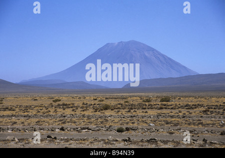 Hoher altiplano und El Misti Vulkan, Aguada Blanca National Vicuña Reserve, in der Nähe von Arequipa, Peru Stockfoto