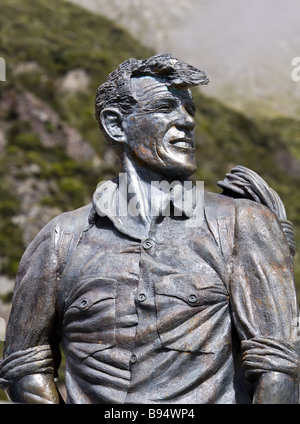 Statue von Sir Edmund Hillary Mount Cook Nationalpark Neuseeland Stockfoto