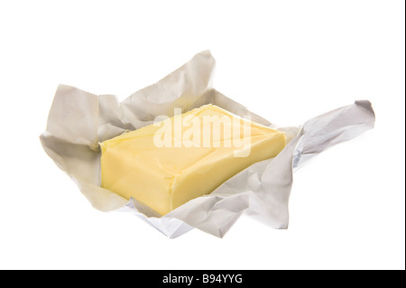 Butter Stück frischen Block halbes Pfund Fett Milchfett Speisen Nurishment Milchkuh produzieren reine Pack deutschen Bayern bayerische Butter solid Stockfoto