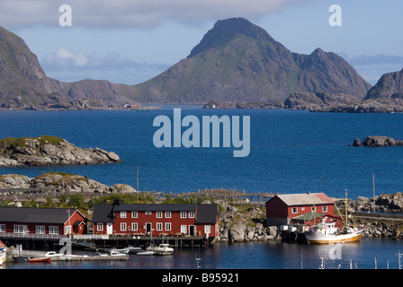 Hafen in Ballstad, Leknes, Lofoten, Nordland, Norwegen, Skandinavien, Europa Stockfoto