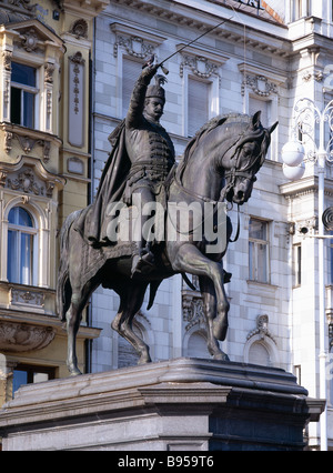 Statue von Ban Josip Jelacic in Stockfoto